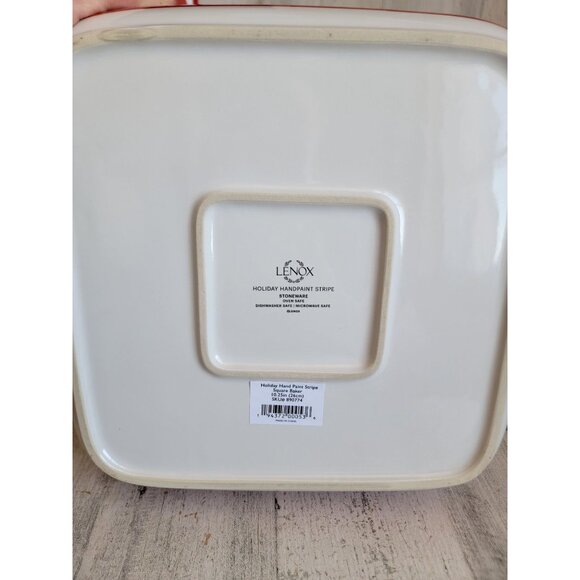 Lenox NEW holiday platter tray mistletoe serving Xmas square decor red green - Picture 9 of 11